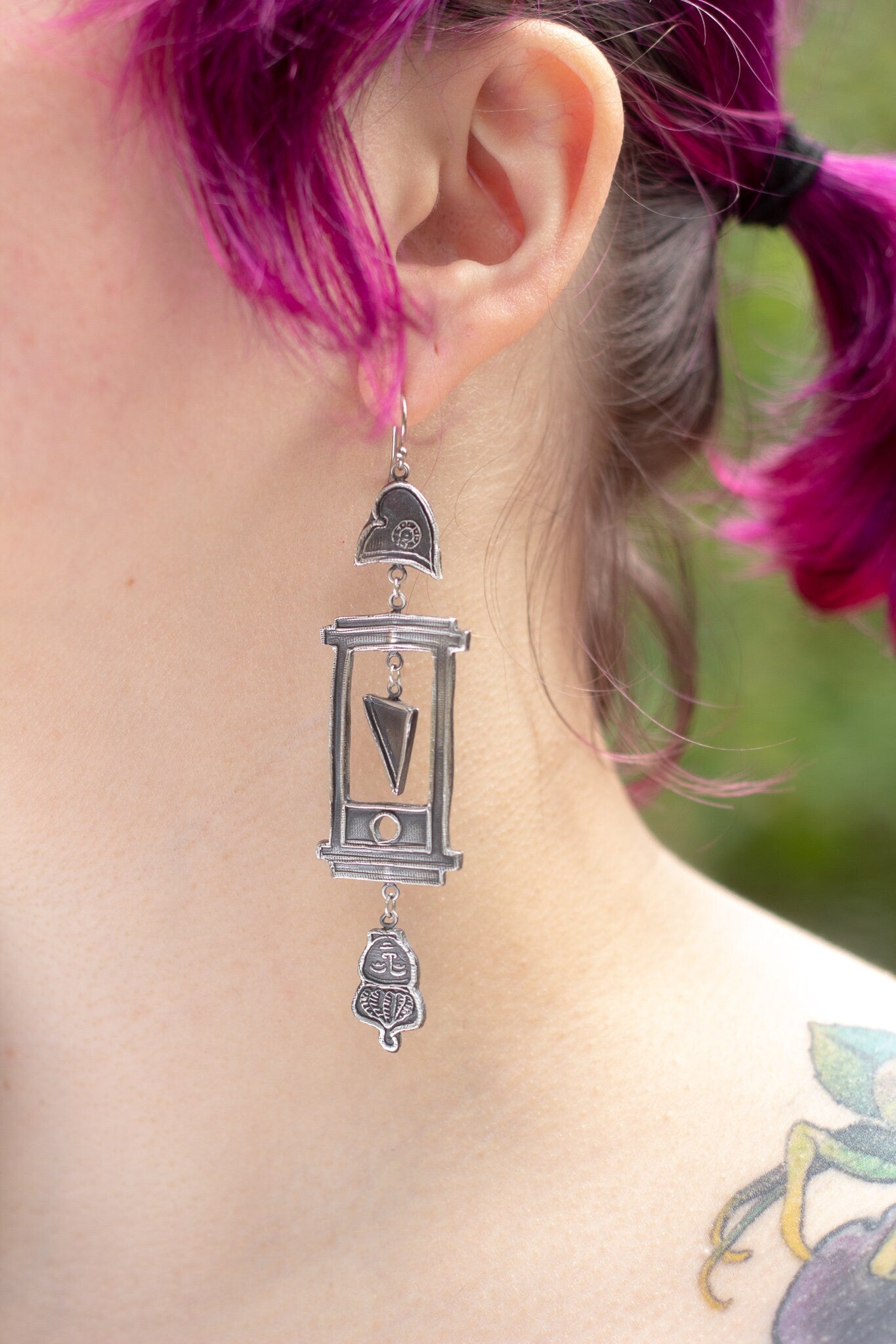Handmade Guillotine Earrings *Made To Order* Fine Silver Historical Reproduction Jewelry
