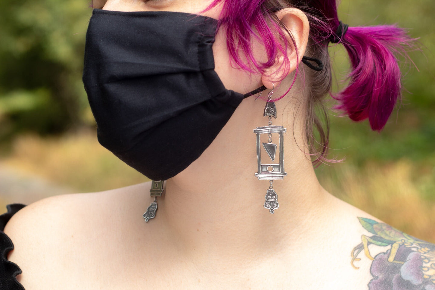 Handmade Guillotine Earrings *Made To Order* Fine Silver Historical Reproduction Jewelry