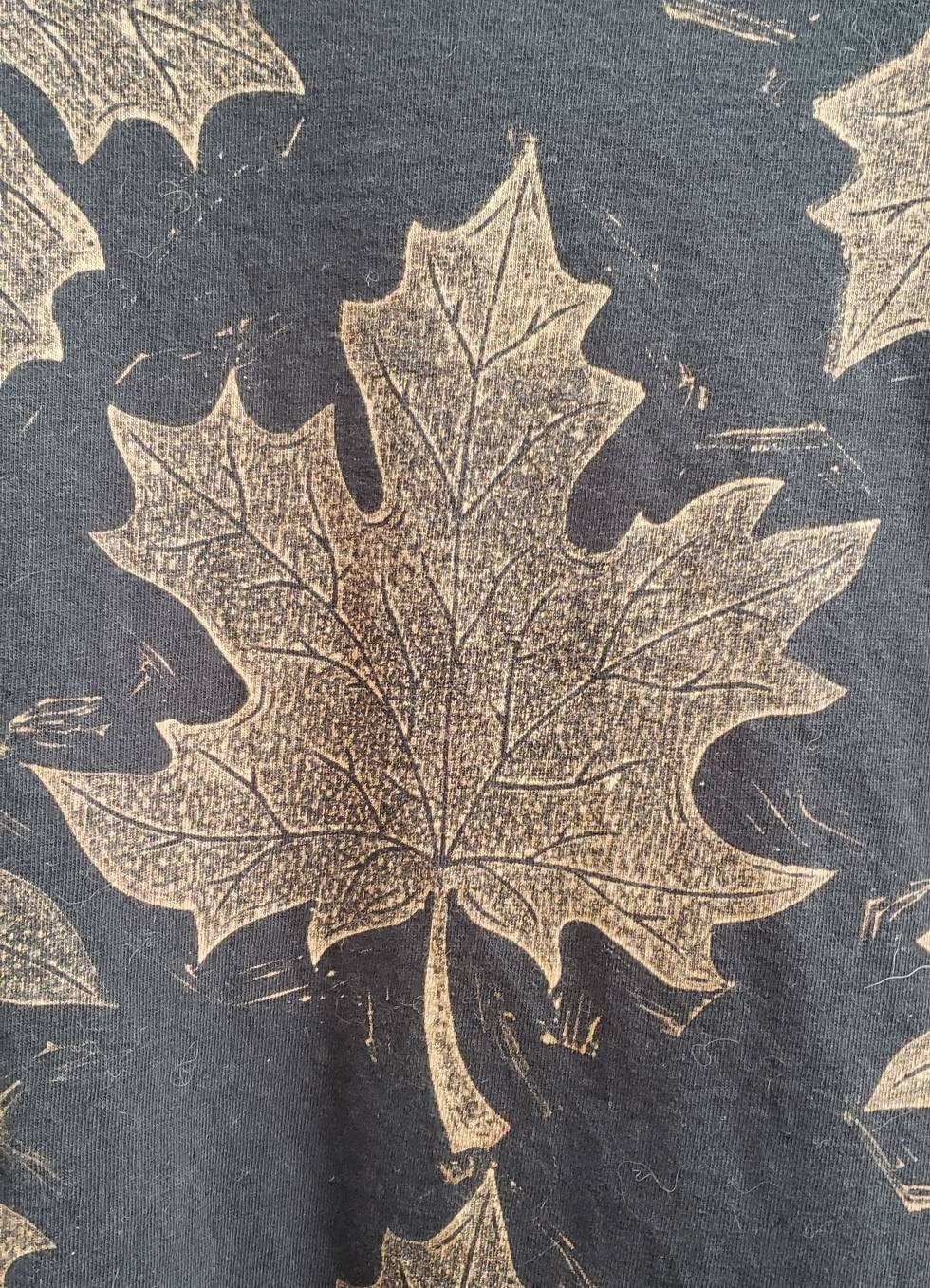 Fall Maple Leaf Bleach Printed Black T-Shirt *Made To Order sizes XS-10XL*