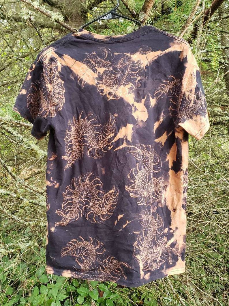 Oops! All Centipedes *New Design!* Bleach Printed Reverse Tie Dye T Shirt *Made To Order Sizes XS-10XL*