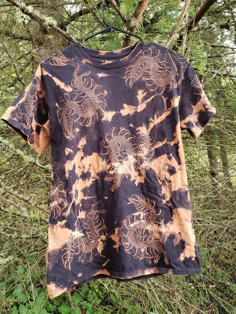 Oops! All Centipedes *New Design!* Bleach Printed Reverse Tie Dye T Shirt *Made To Order Sizes XS-10XL*