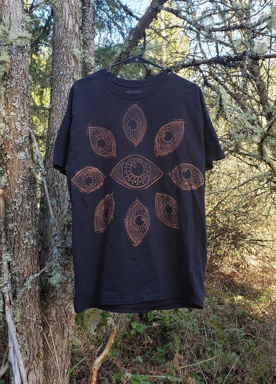 Eye Spiral Bleach Printed Black T Shirt *Made to Order- sizes XS-10XL*