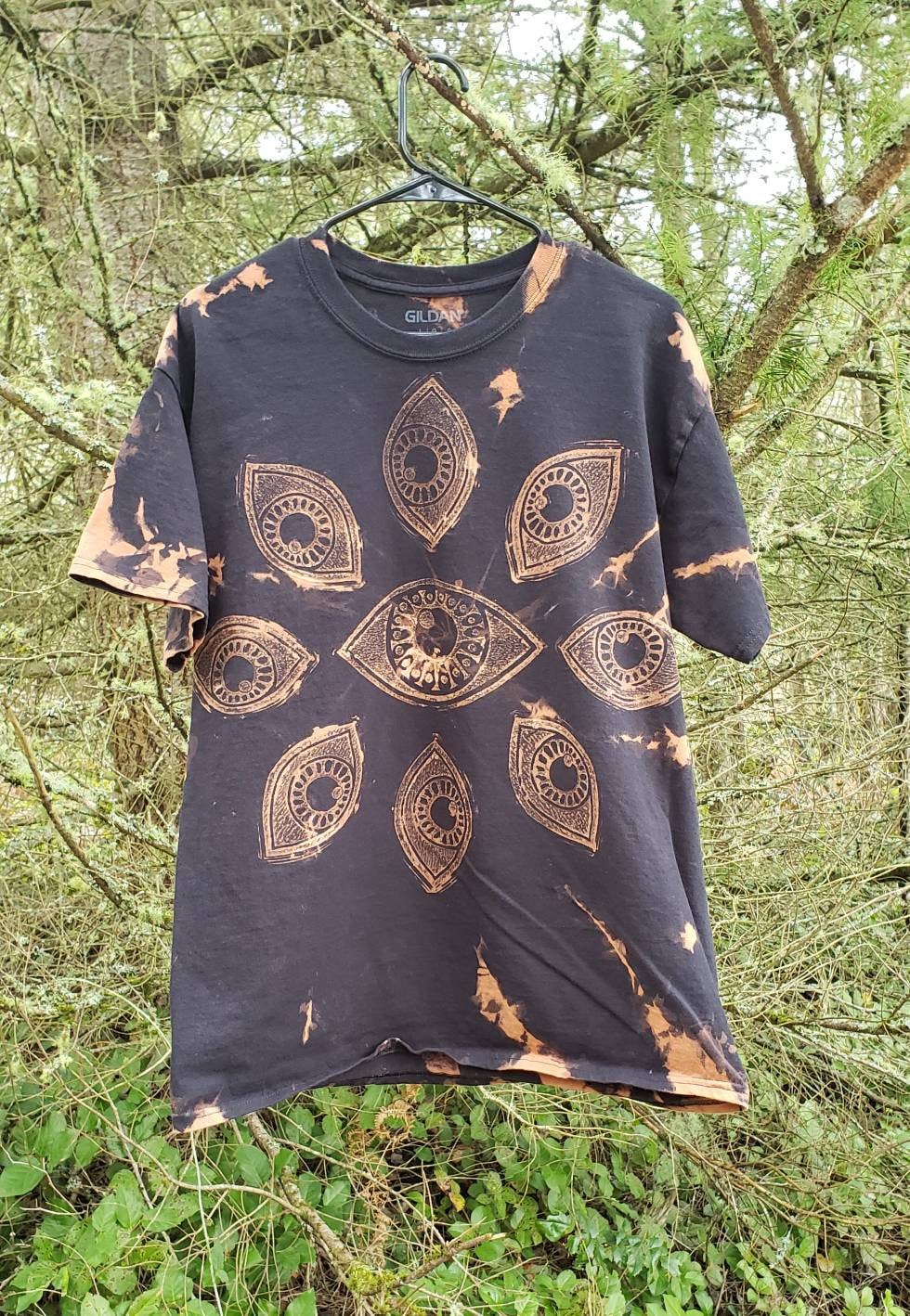 Eye Spiral Bleach Printed Black T Shirt *Made to Order- sizes XS-10XL*