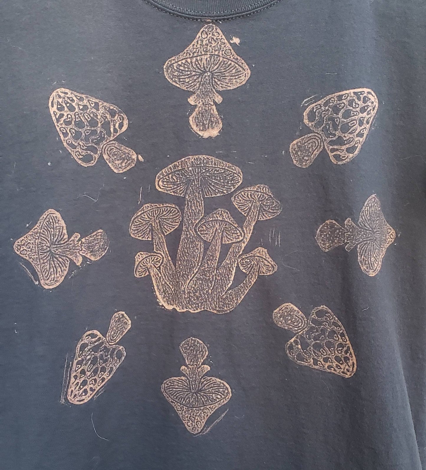 Mushroom Medley Bleach Printed Black T Shirt *Made-to-Order sizes XS-10XL*