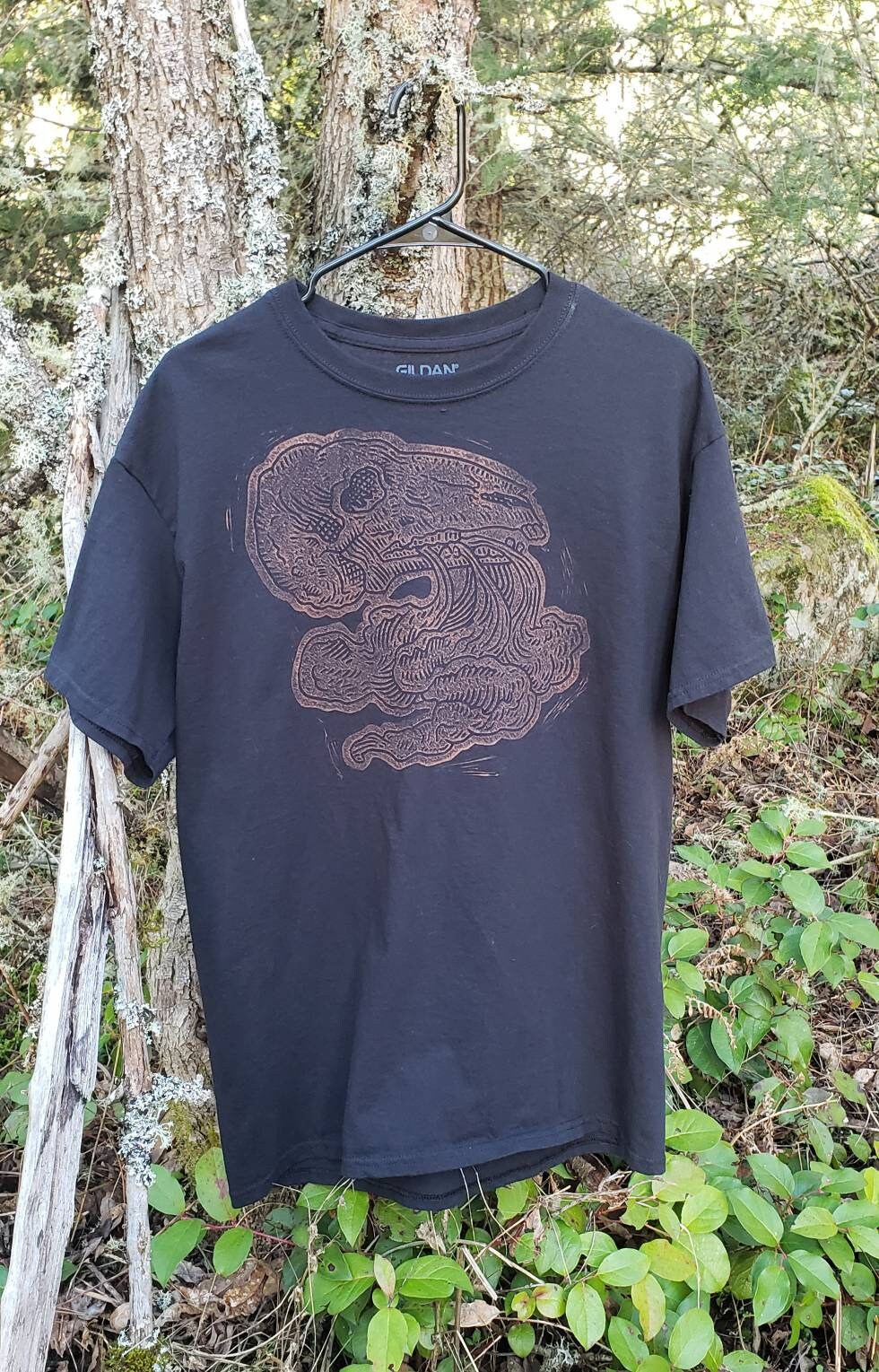 Smoking Skull Bleach Printed Black T Shirt *Made-to-Order sizes XS-10XL*