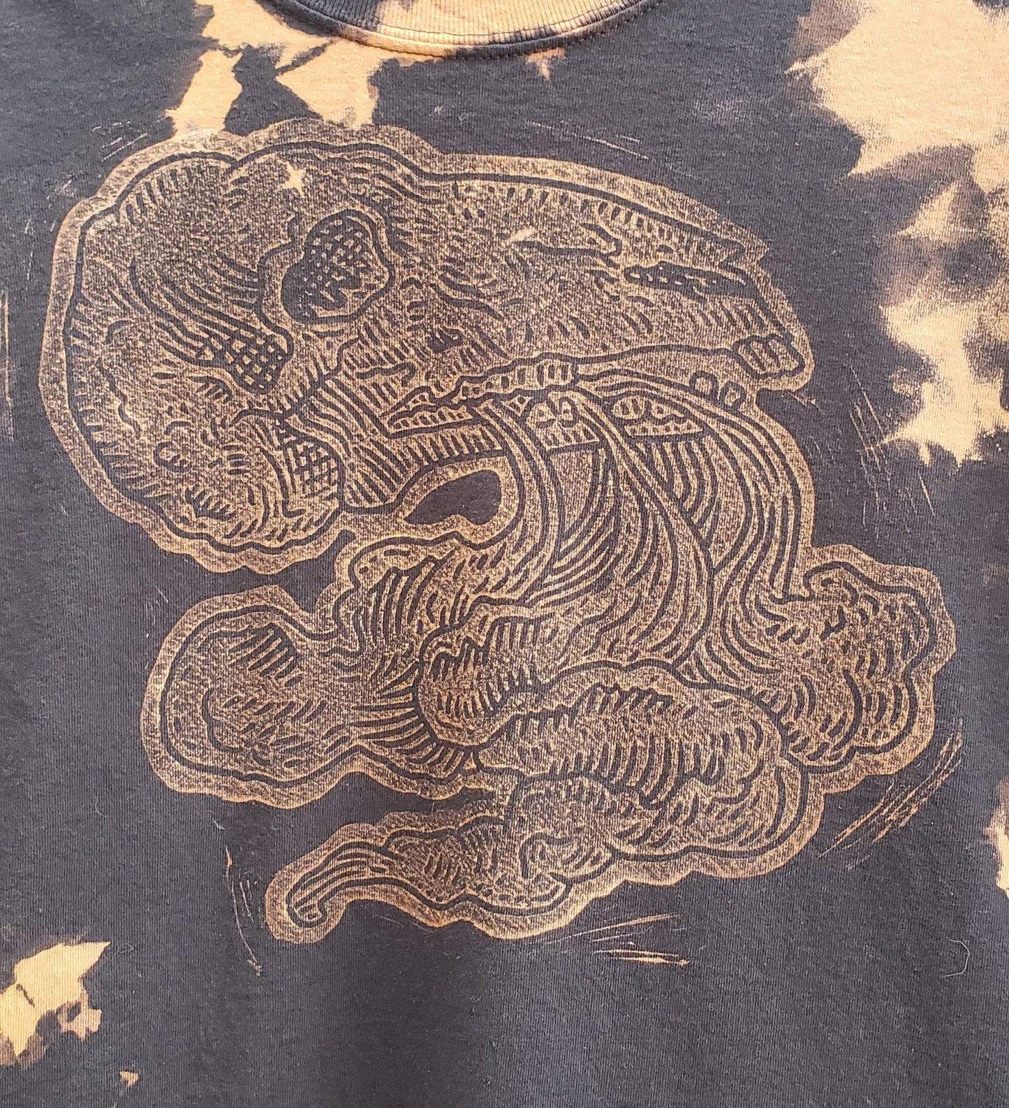 Smoking Skull Bleach Printed Black T Shirt *Made-to-Order sizes XS-10XL*