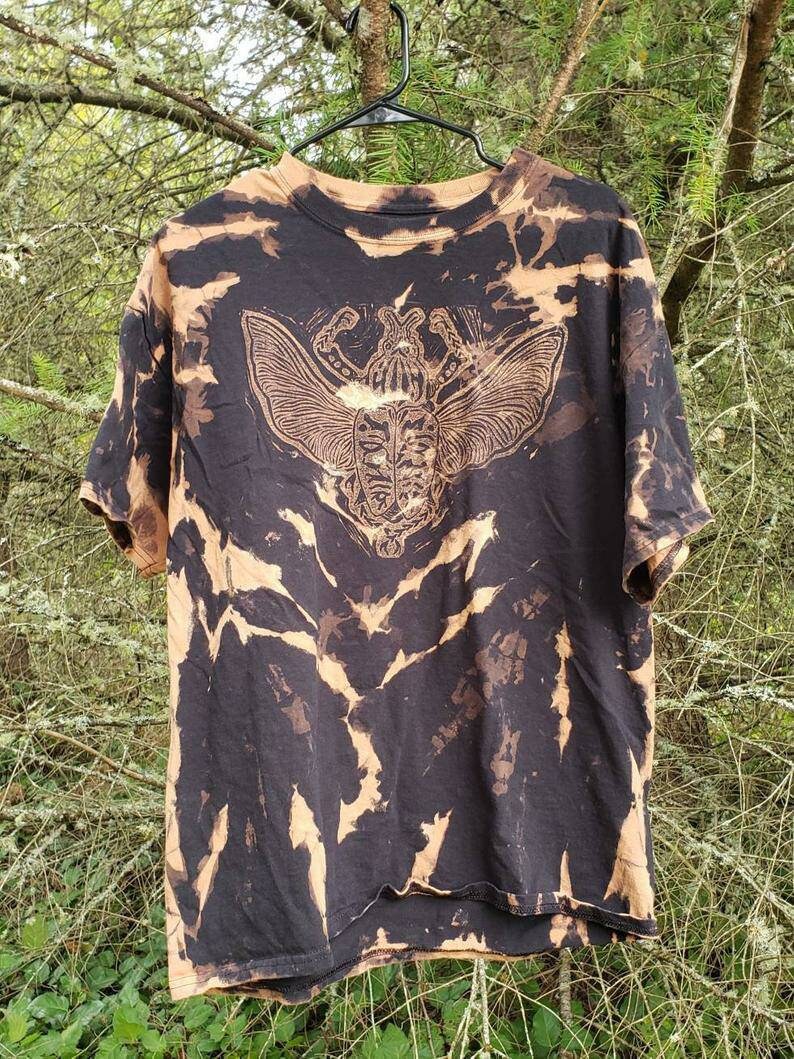 Goliath Beetle Bleach Printed Reverse Tie Dyed T-shirt *Made-to-Order sizes XS-10XL*