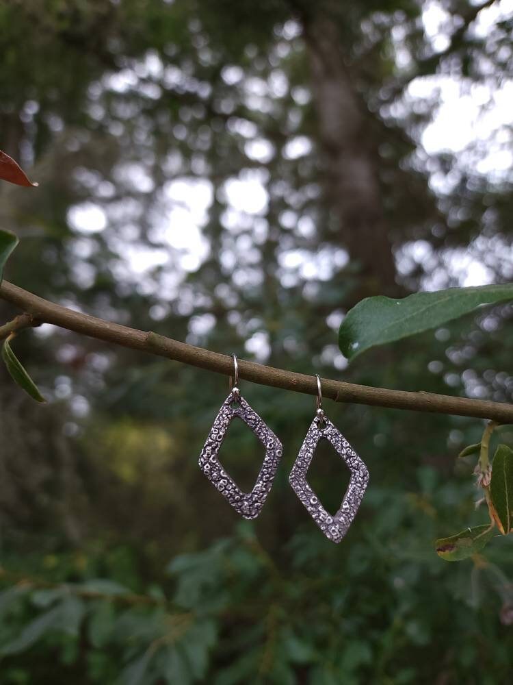 Lichen Dianmond Silver Earrings
