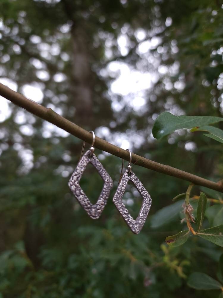 Lichen Dianmond Silver Earrings