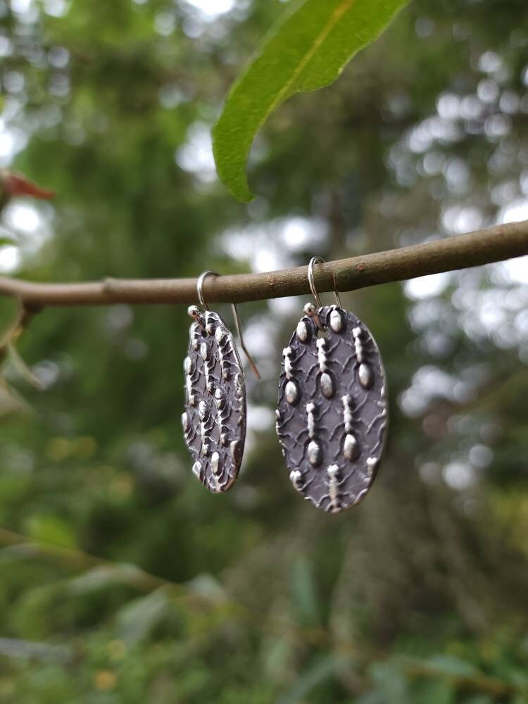 Ant Oval Silver Earrings