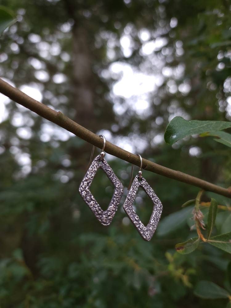 Lichen Dianmond Silver Earrings