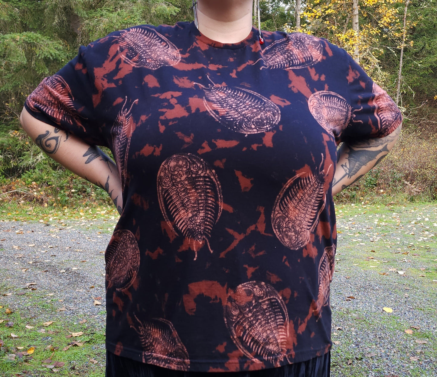 Oops! All Trilobites Bleach Printed Reverse Tie Dye T Shirt *Made To Order Sizes XS-10XL*