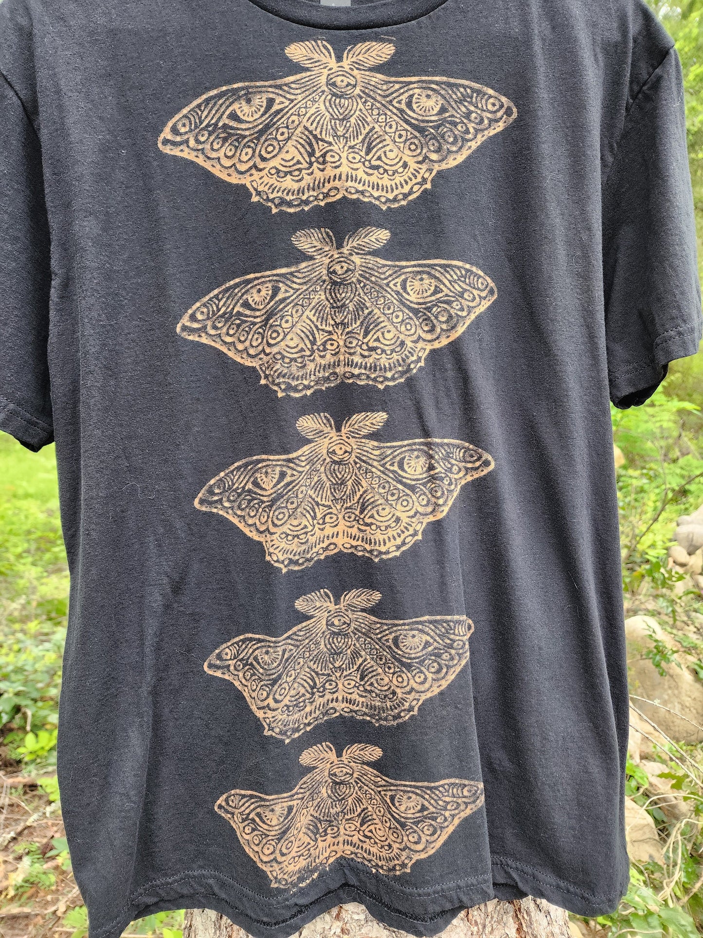 Eye Moth Bleach Printed Black T-Shirt *Made To Order sizes XS-10XL Unisex*