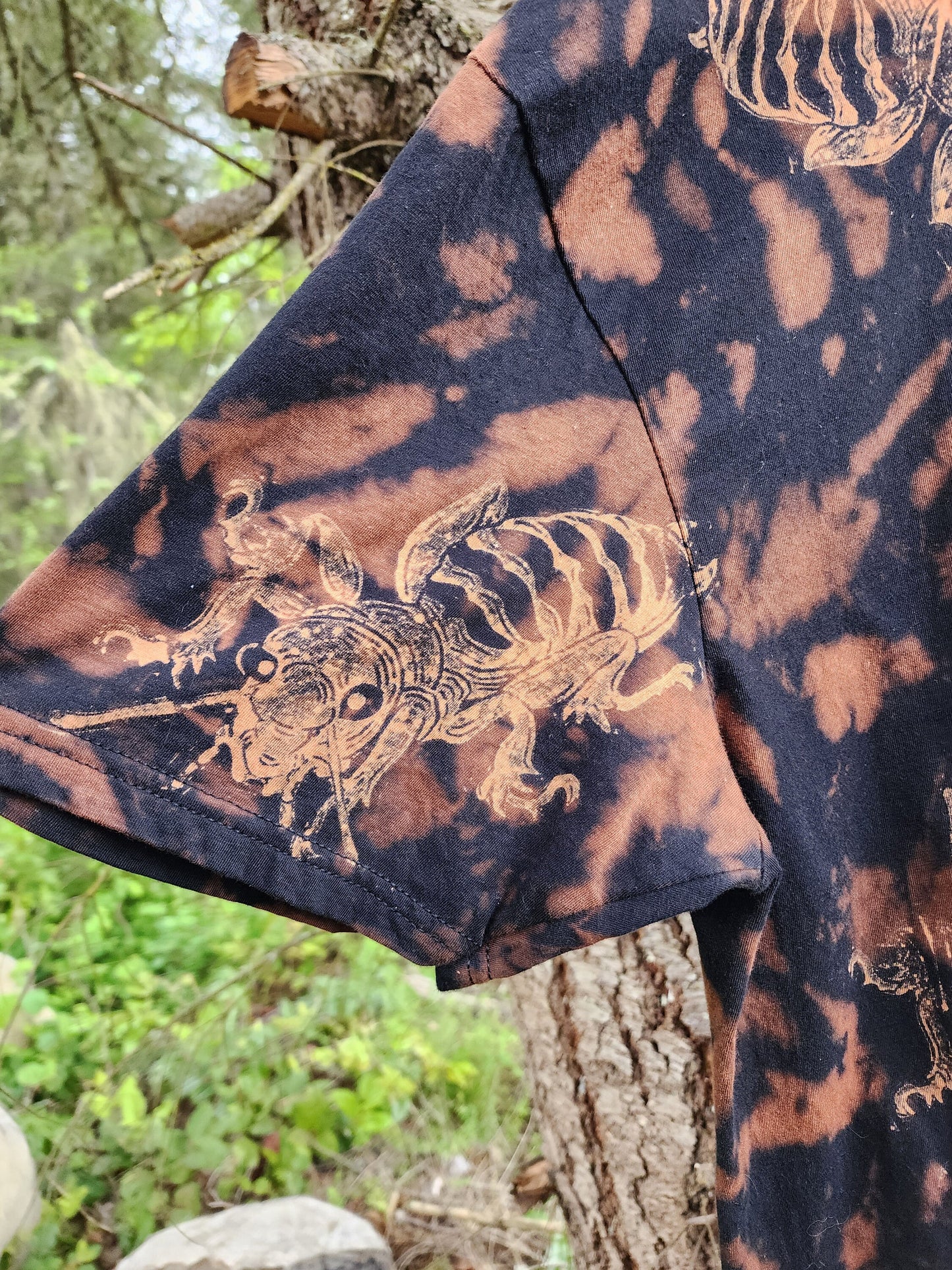 Stenopelmatus/Potato Bug/Jerusalem Cricket Party Bleach Printed Reverse Tie Dye T Shirt *Made To Order Sizes XS-10XL*