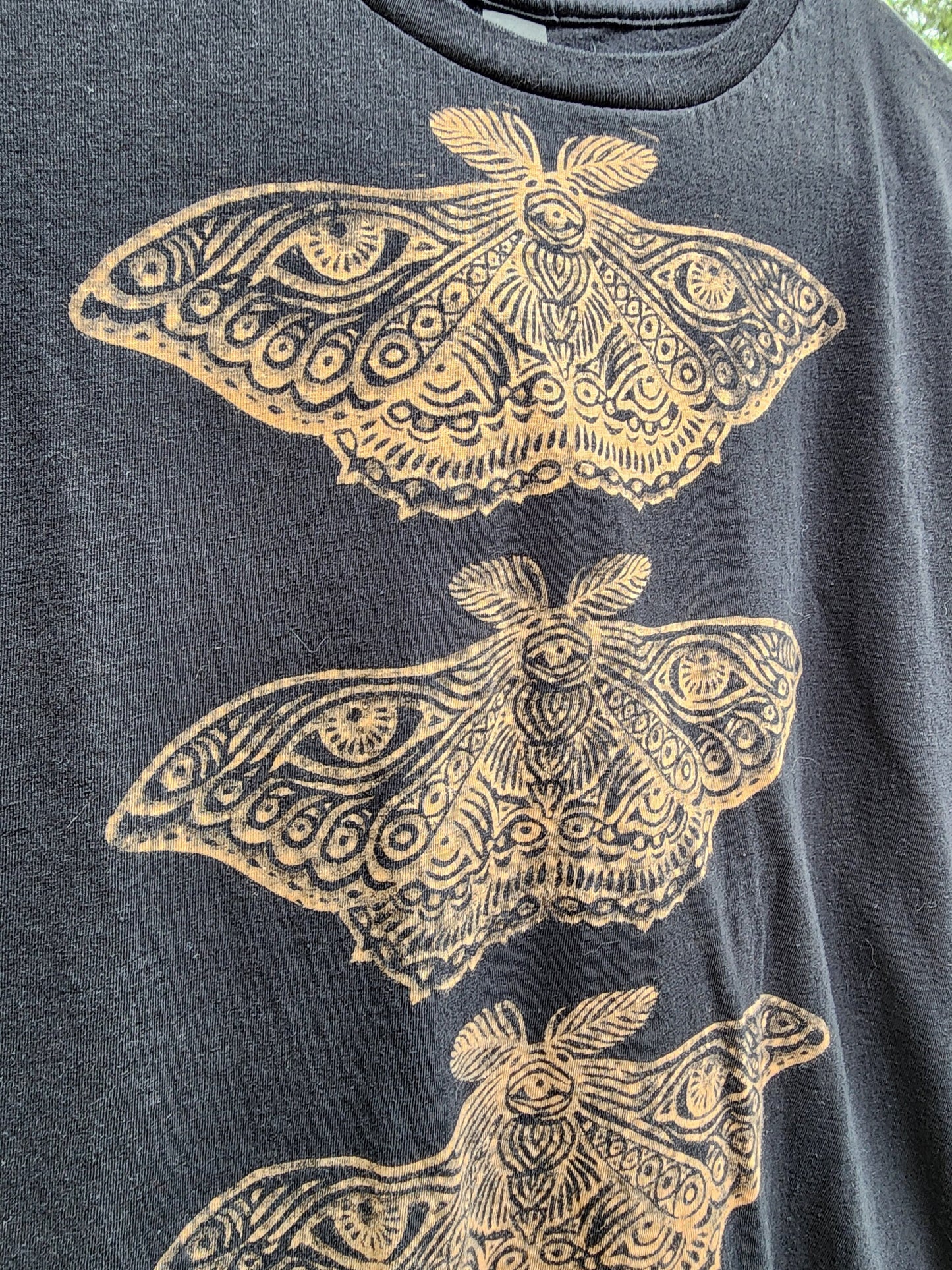 Eye Moth Bleach Printed Black T-Shirt *Made To Order sizes XS-10XL Unisex*