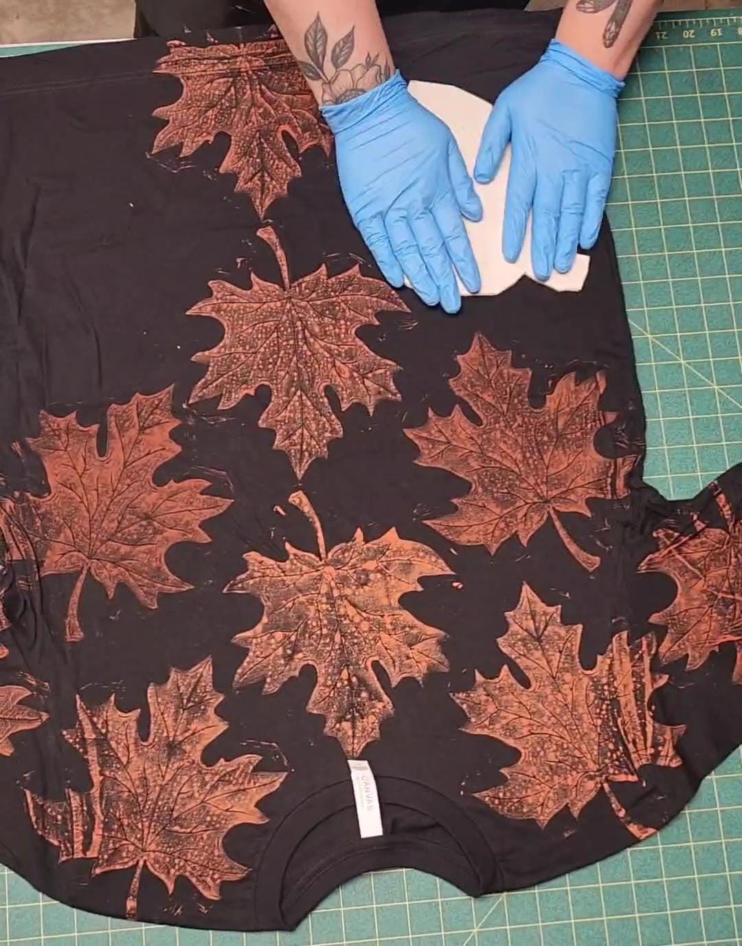 Fall Maple Leaf Bleach Printed Black T-Shirt *Made To Order sizes XS-10XL*
