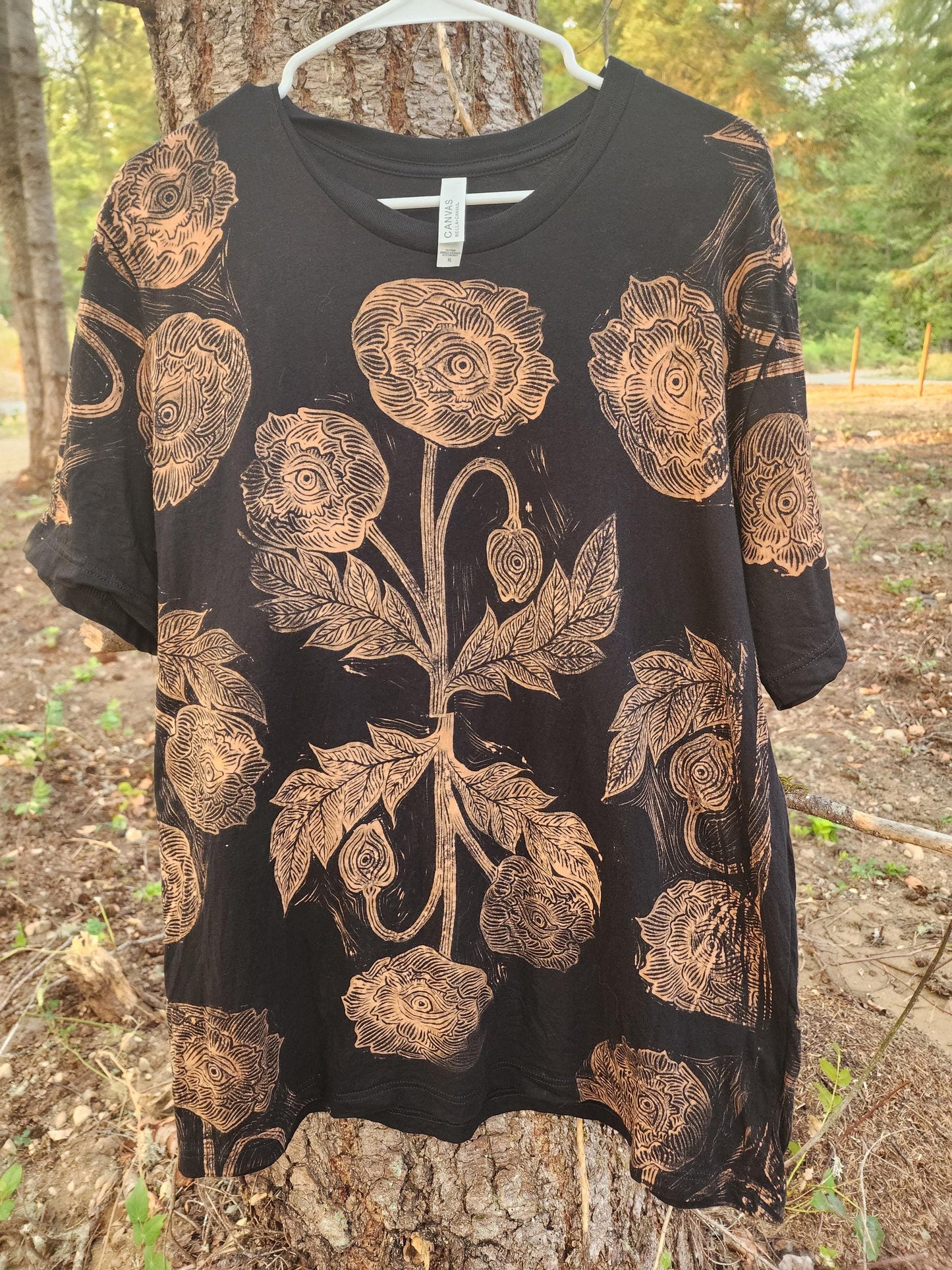 Poppy Eye Bleach Printed Black T Shirt Upated Design! *Made to Order- sizes XS-10XL*