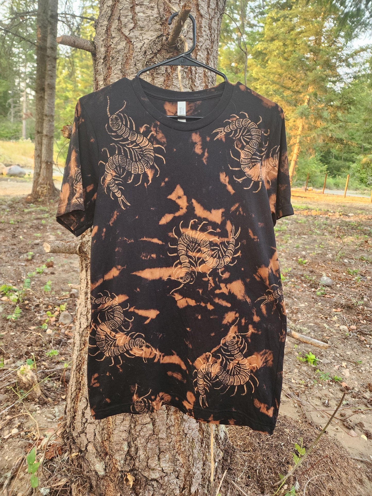Oops! All Centipedes *New Design!* Bleach Printed Reverse Tie Dye T Shirt *Made To Order Sizes XS-10XL*