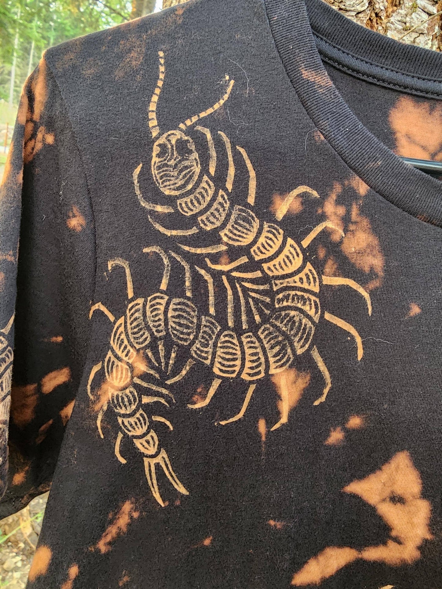 Oops! All Centipedes *New Design!* Bleach Printed Reverse Tie Dye T Shirt *Made To Order Sizes XS-10XL*