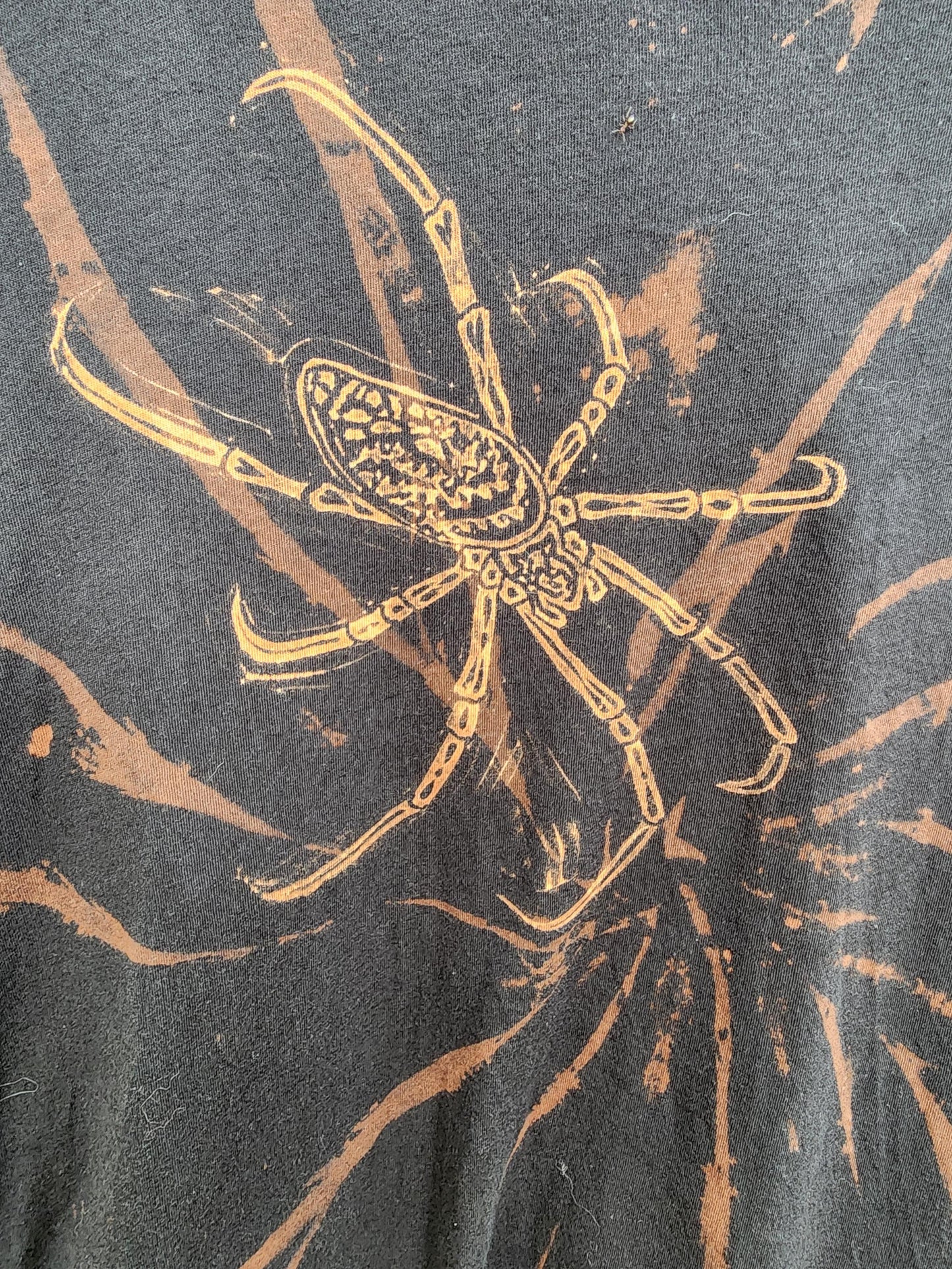 Golden Orbweaver with Tasty Snack Bleach Printed Reverse Tie Dye T Shirt *Made To Order Sizes XS-10XL*