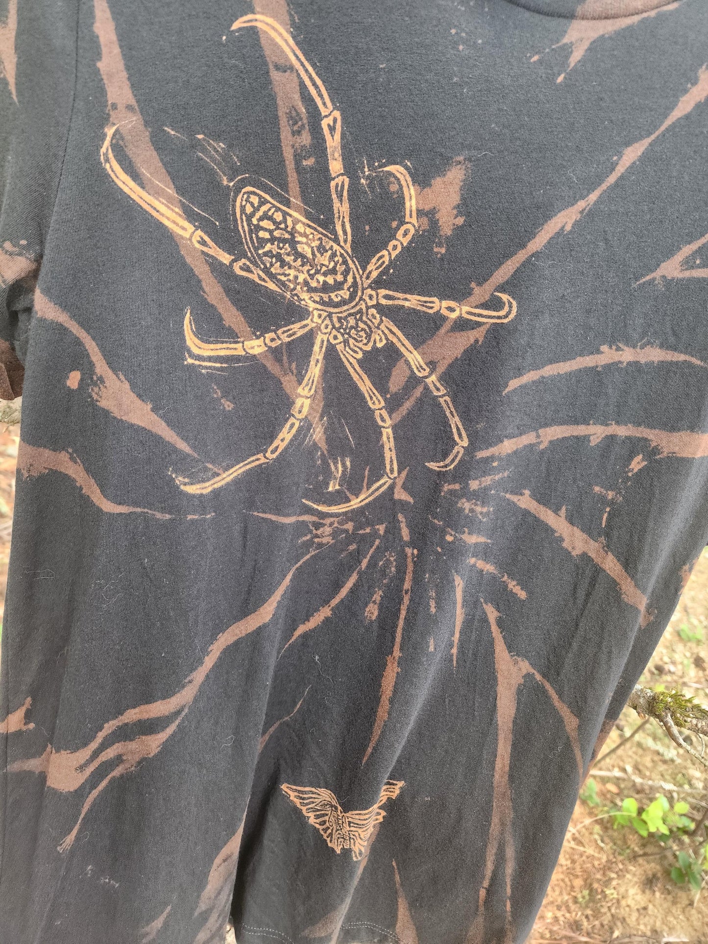 Golden Orbweaver with Tasty Snack Bleach Printed Reverse Tie Dye T Shirt *Made To Order Sizes XS-10XL*