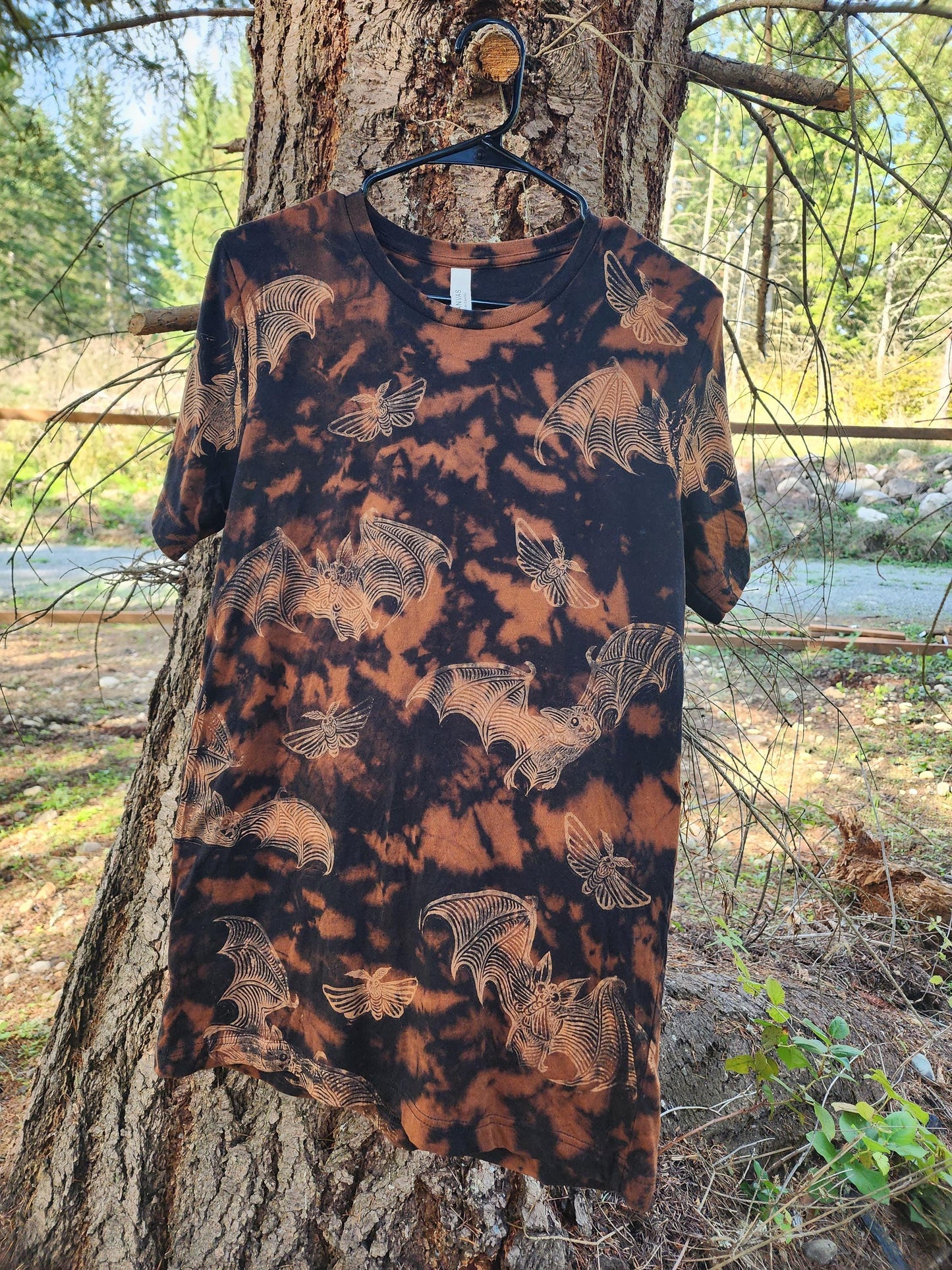 Bat Brunch Bleach Printed Reverse Tie Dyed T-shirt *Made-to-Order sizes XS-10XL*