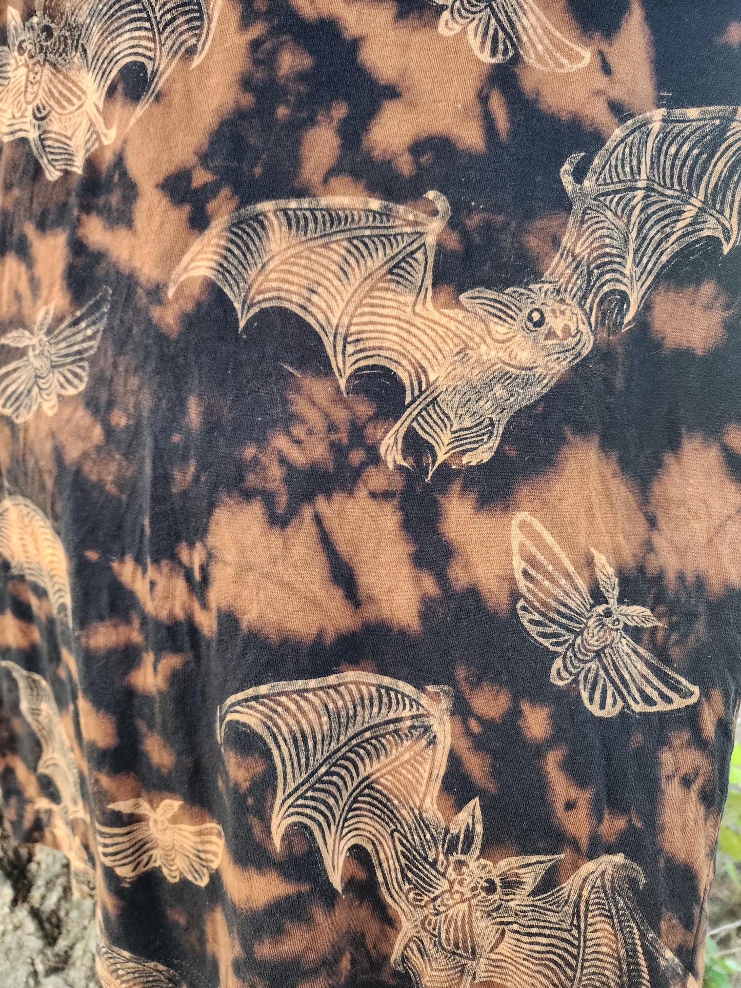 Bat Brunch Bleach Printed Reverse Tie Dyed T-shirt *Made-to-Order sizes XS-10XL*