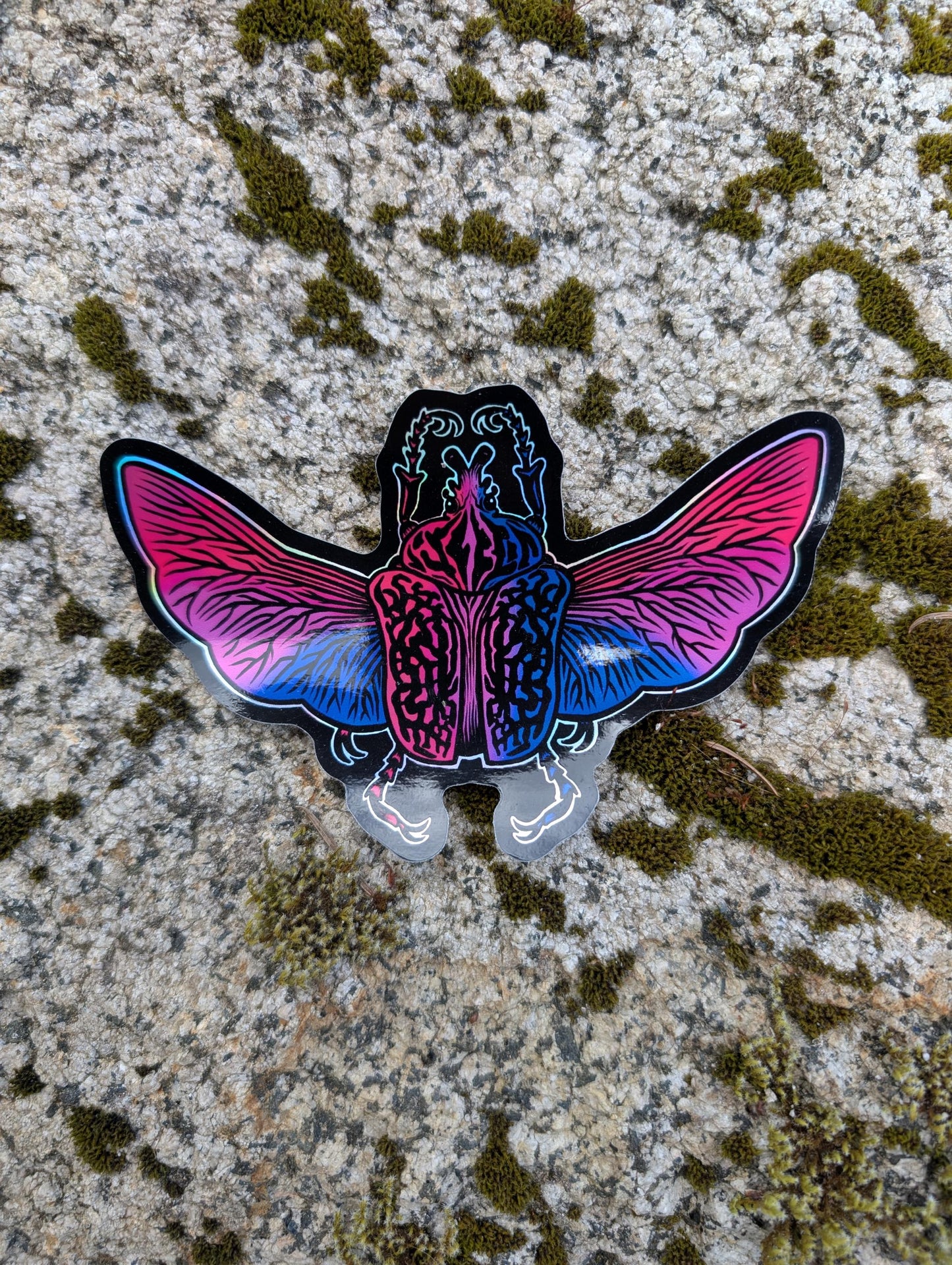 Bisexual Pride Flag Holographic Goliath Beetle Sticker