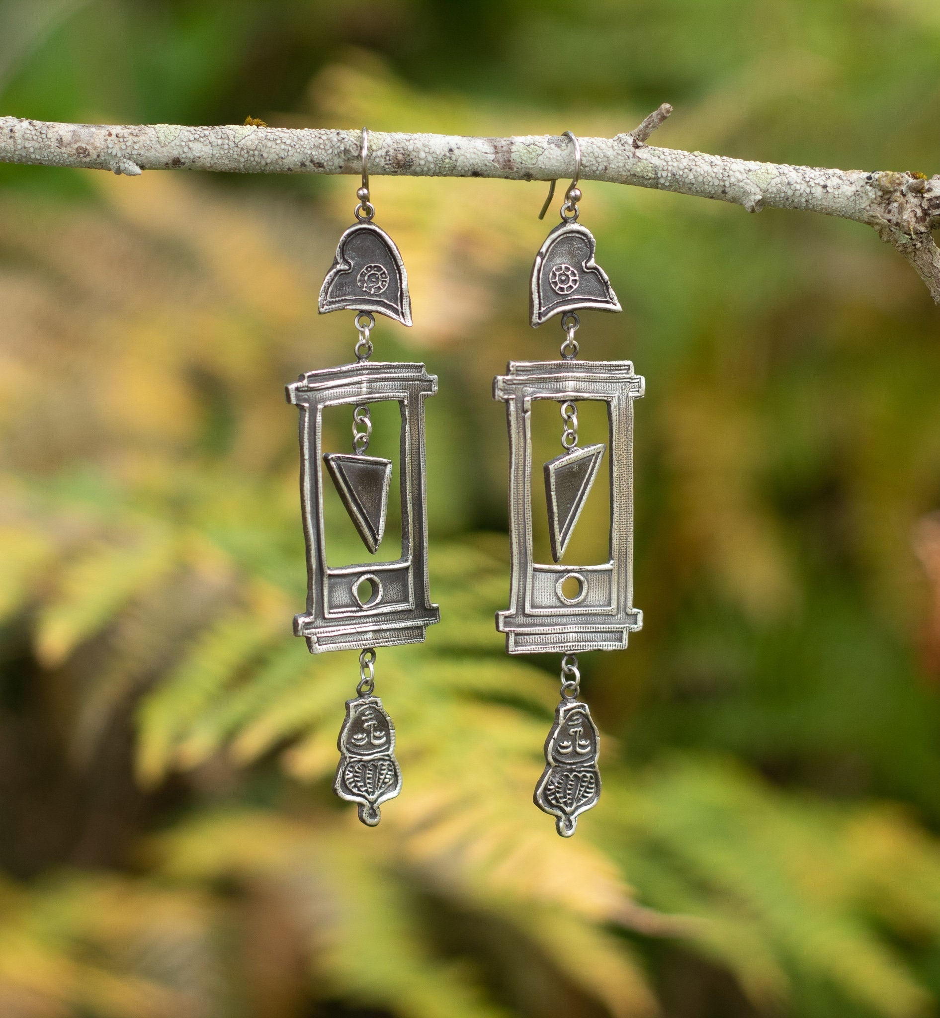 Handmade Guillotine Earrings *Made To Order* Fine Silver Historical Reproduction Jewelry