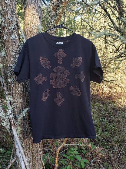 Mushroom Medley Bleach Printed Black T Shirt *Made-to-Order sizes XS-10XL*
