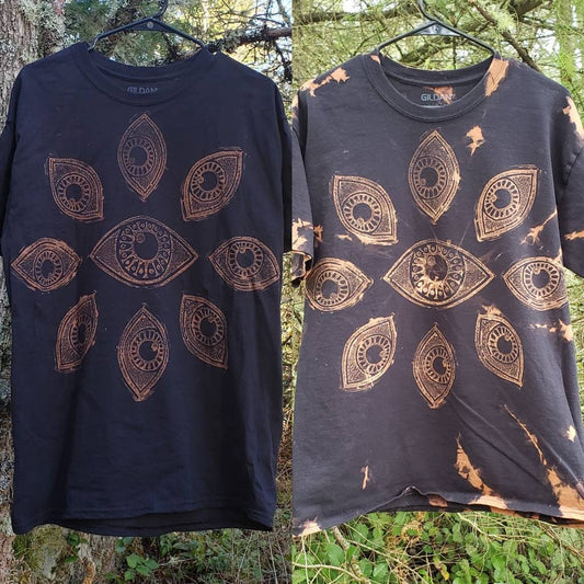 Eye Spiral Bleach Printed Black T Shirt *Made to Order- sizes XS-10XL*