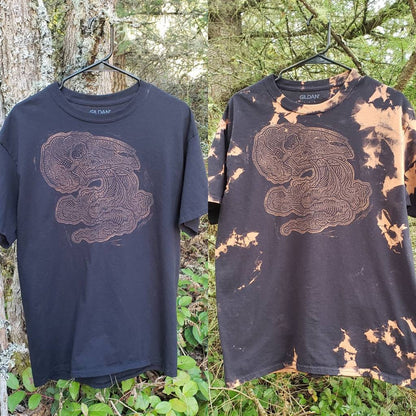 Smoking Skull Bleach Printed Black T Shirt *Made-to-Order sizes XS-10XL*