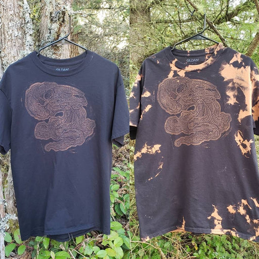 Smoking Skull Bleach Printed Black T Shirt *Made-to-Order sizes XS-10XL*
