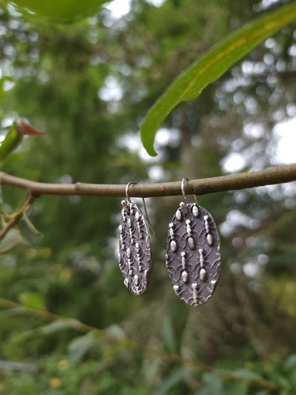 Ant Oval Silver Earrings