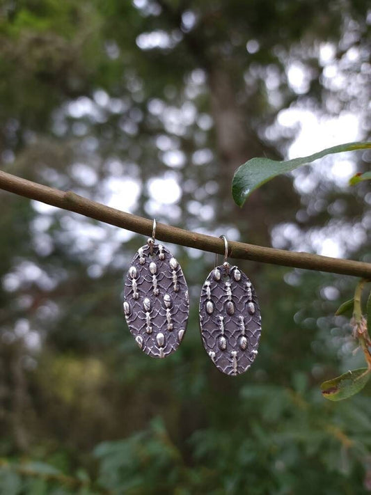 Ant Oval Silver Earrings
