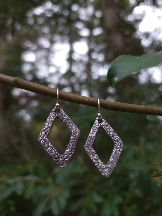 Lichen Dianmond Silver Earrings