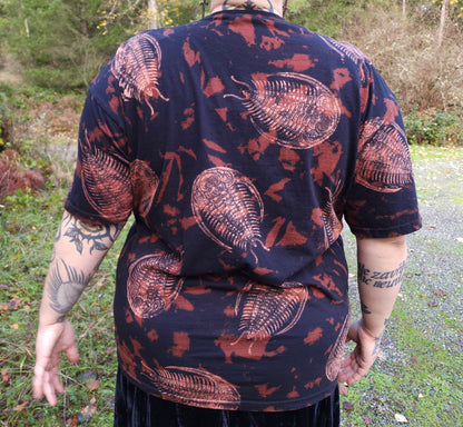 Oops! All Trilobites Bleach Printed Reverse Tie Dye T Shirt *Made To Order Sizes XS-10XL*