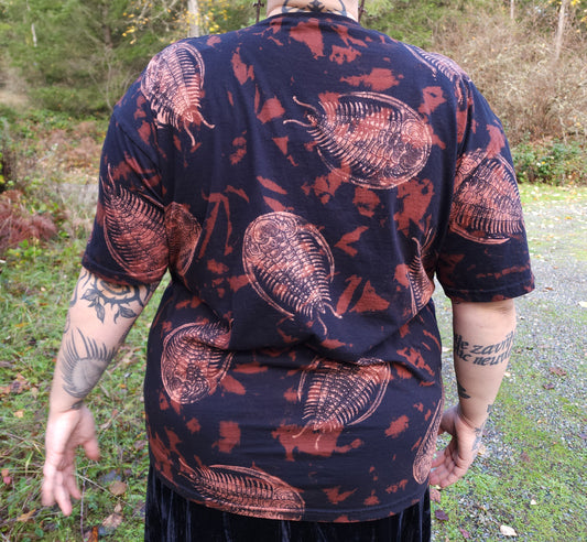 Oops! All Trilobites Bleach Printed Reverse Tie Dye T Shirt *Made To Order Sizes XS-10XL*