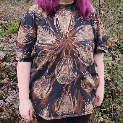 Trilobite Party Bleach Tie Dye Printed Black T Shirt *Made to Order- sizes XS-10XL*