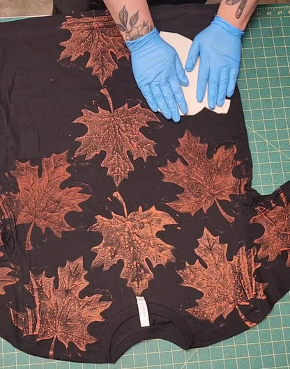 Fall Maple Leaf Bleach Printed Black T-Shirt *Made To Order sizes XS-10XL*
