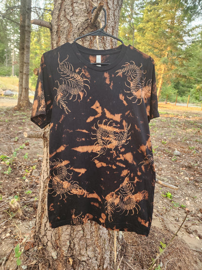 Oops! All Centipedes *New Design!* Bleach Printed Reverse Tie Dye T Shirt *Made To Order Sizes XS-10XL*