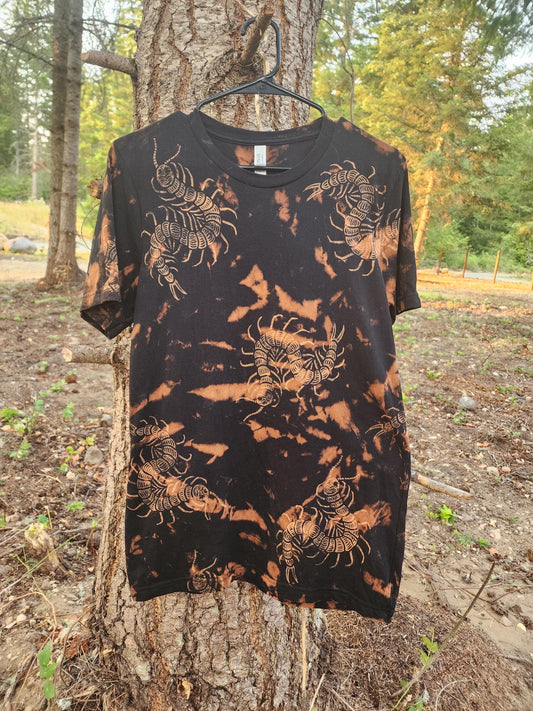 Oops! All Centipedes *New Design!* Bleach Printed Reverse Tie Dye T Shirt *Made To Order Sizes XS-10XL*
