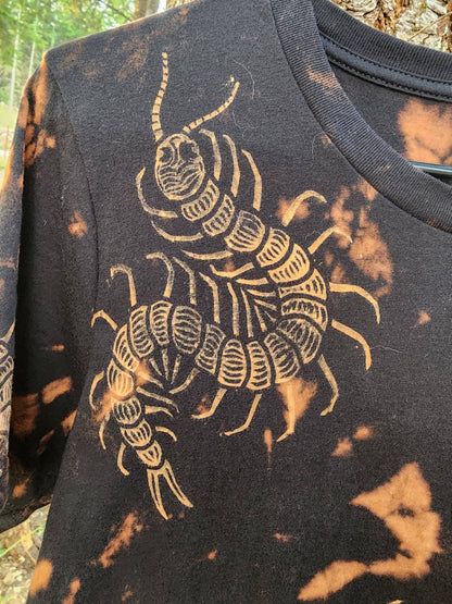 Oops! All Centipedes *New Design!* Bleach Printed Reverse Tie Dye T Shirt *Made To Order Sizes XS-10XL*