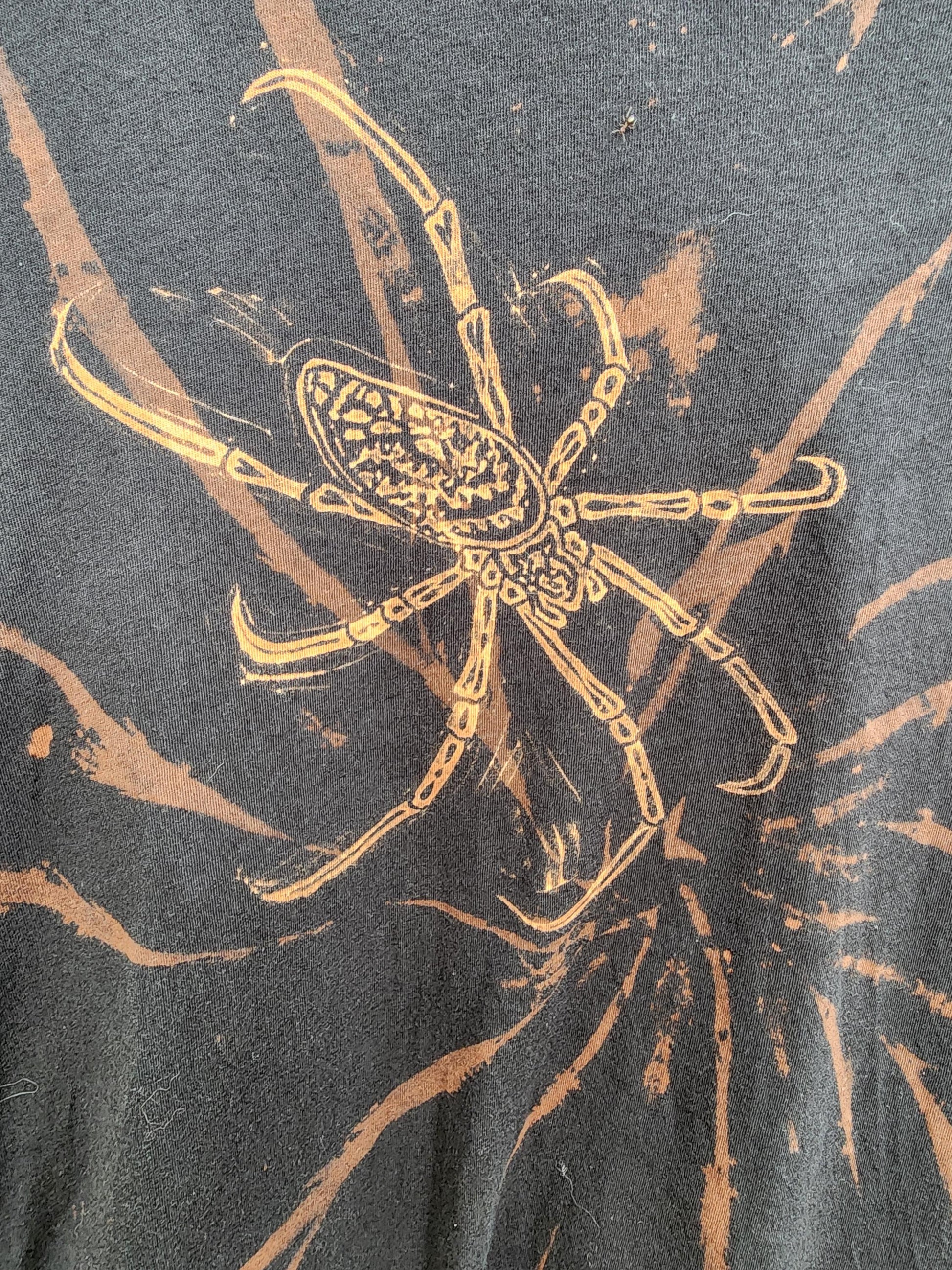 Golden Orbweaver with Tasty Snack Bleach Printed Reverse Tie Dye T Shirt *Made To Order Sizes XS-10XL*