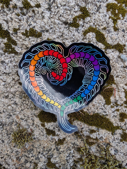 Gay Pride Flag Holographic Centipede Heart Sticker