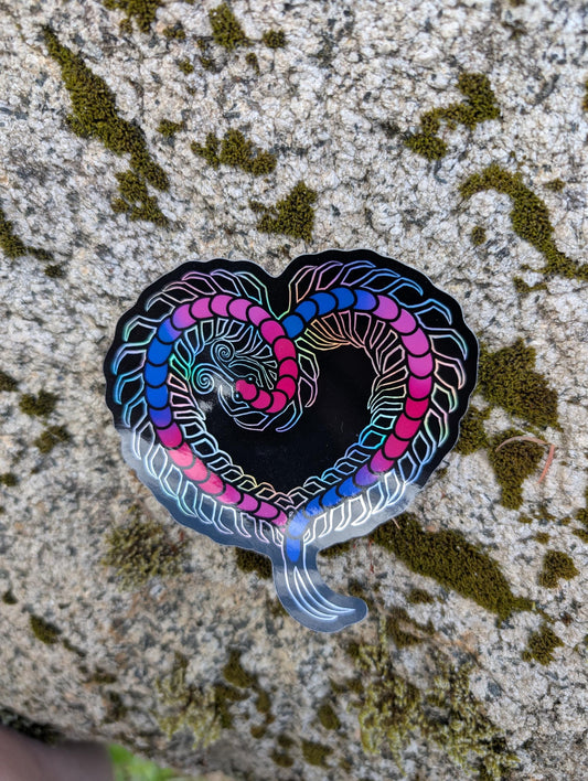 Bisexual Pride Flag Holographic Centipede Heart Sticker