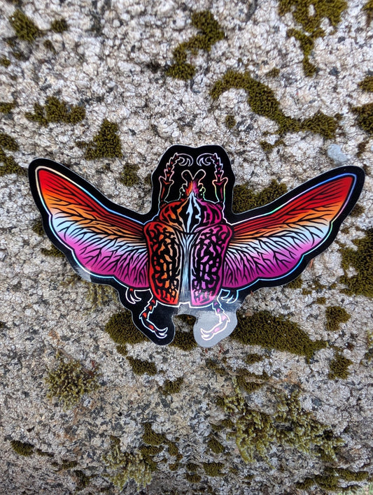 Lesbian Pride Flag Holographic Goliath Beetle Sticker