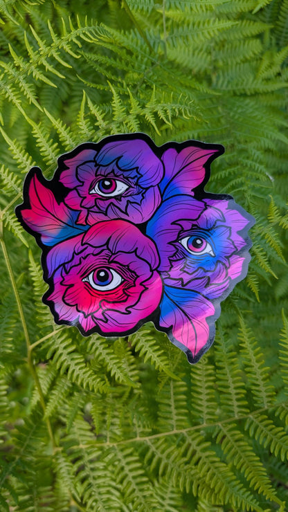 Bisexual Flag Holographic Eye Poppy Sticker
