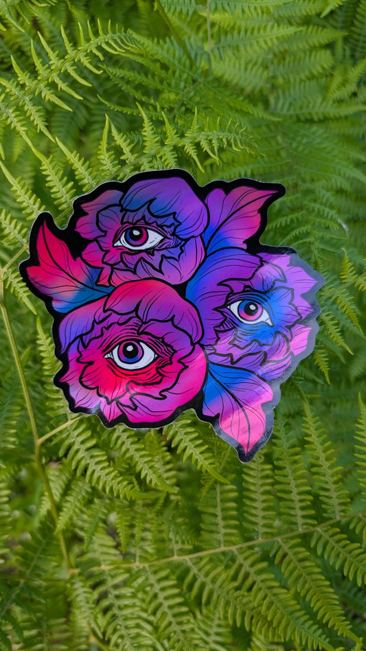 Bisexual Flag Holographic Eye Poppy Sticker