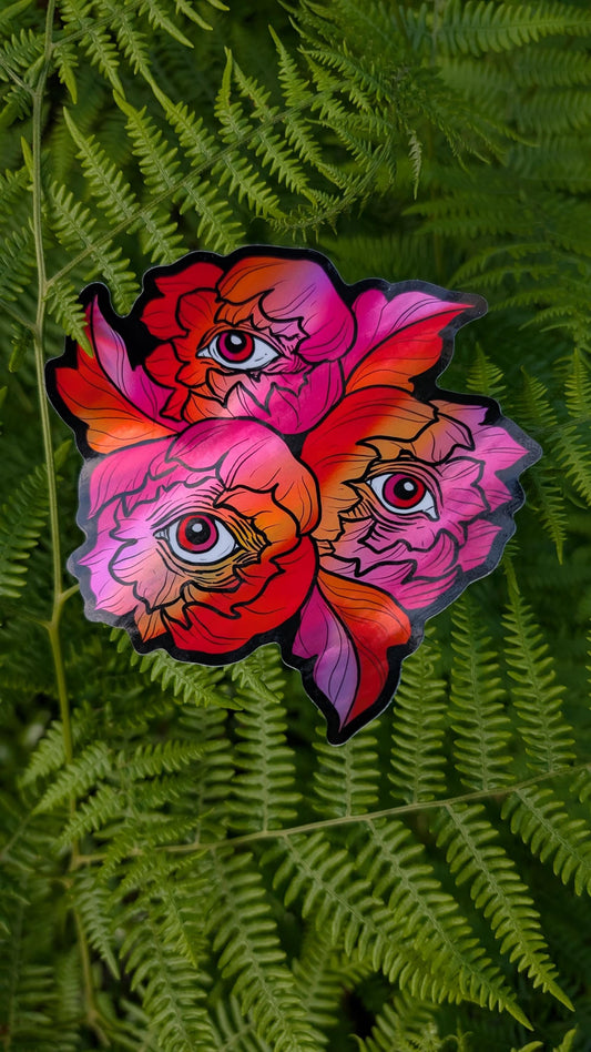 Lesbian Flag Holographic Eye Poppy Sticker